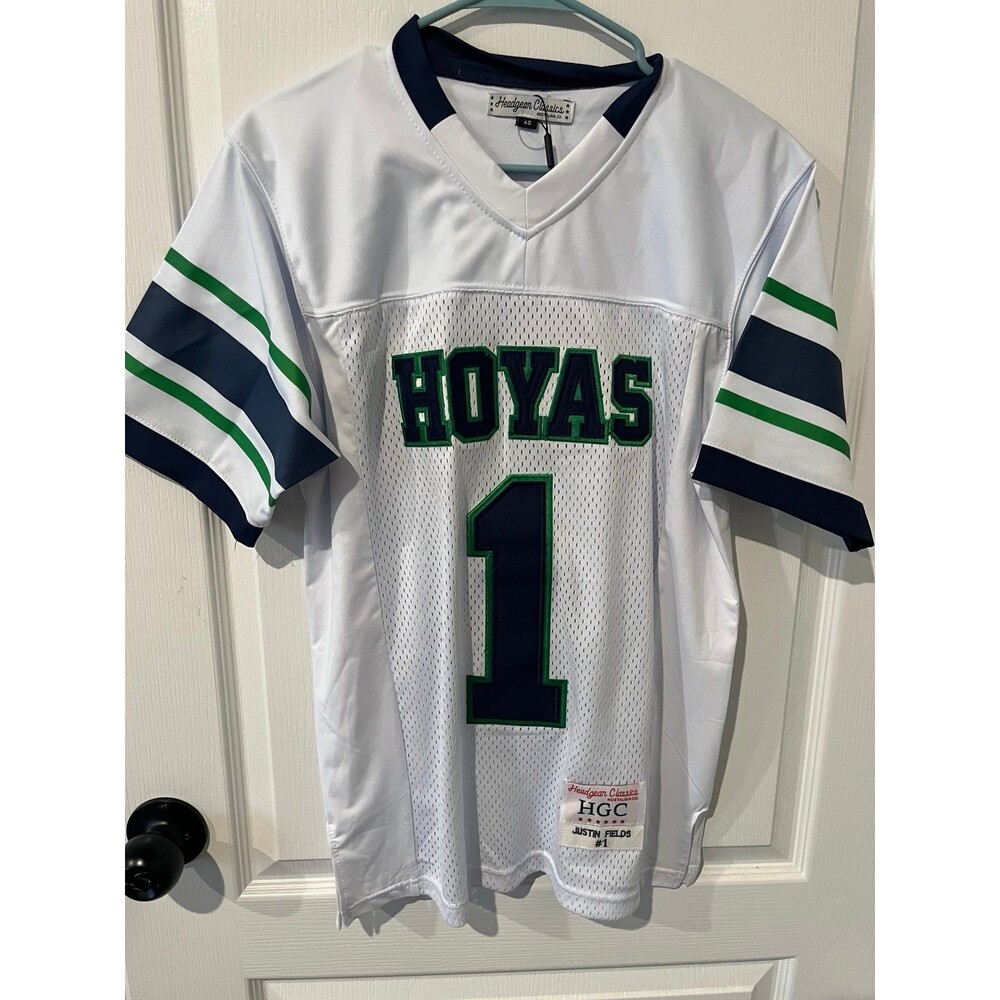 Justin Fields #1 “Hoyas” Football Jersey – Headgear Classics – White – NWOT